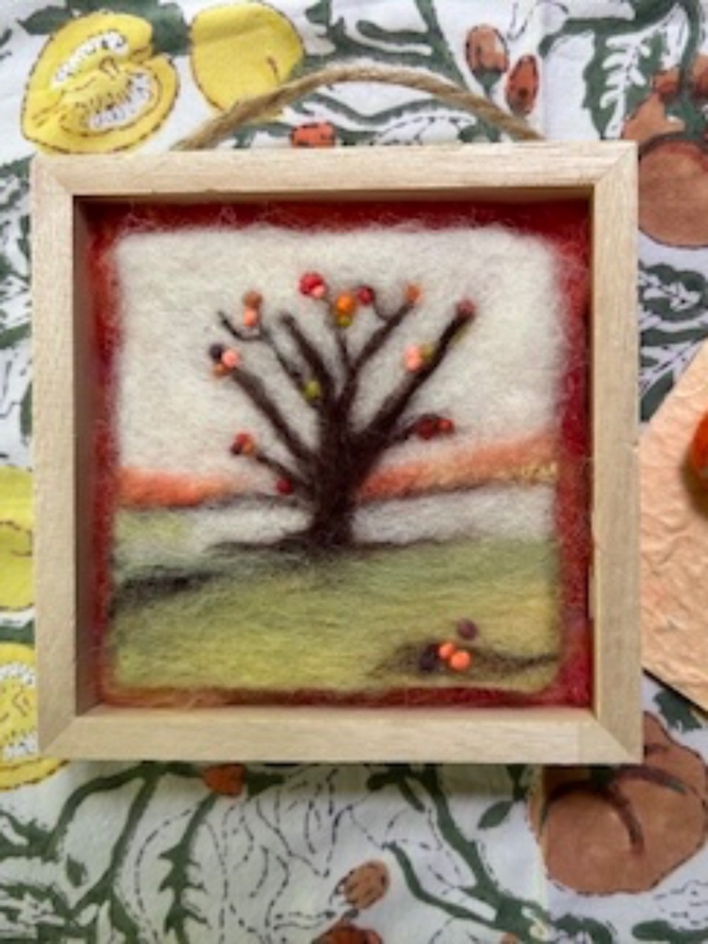 NWT “Summer” is a handmade and handcrafted wool painting with brooch gift card